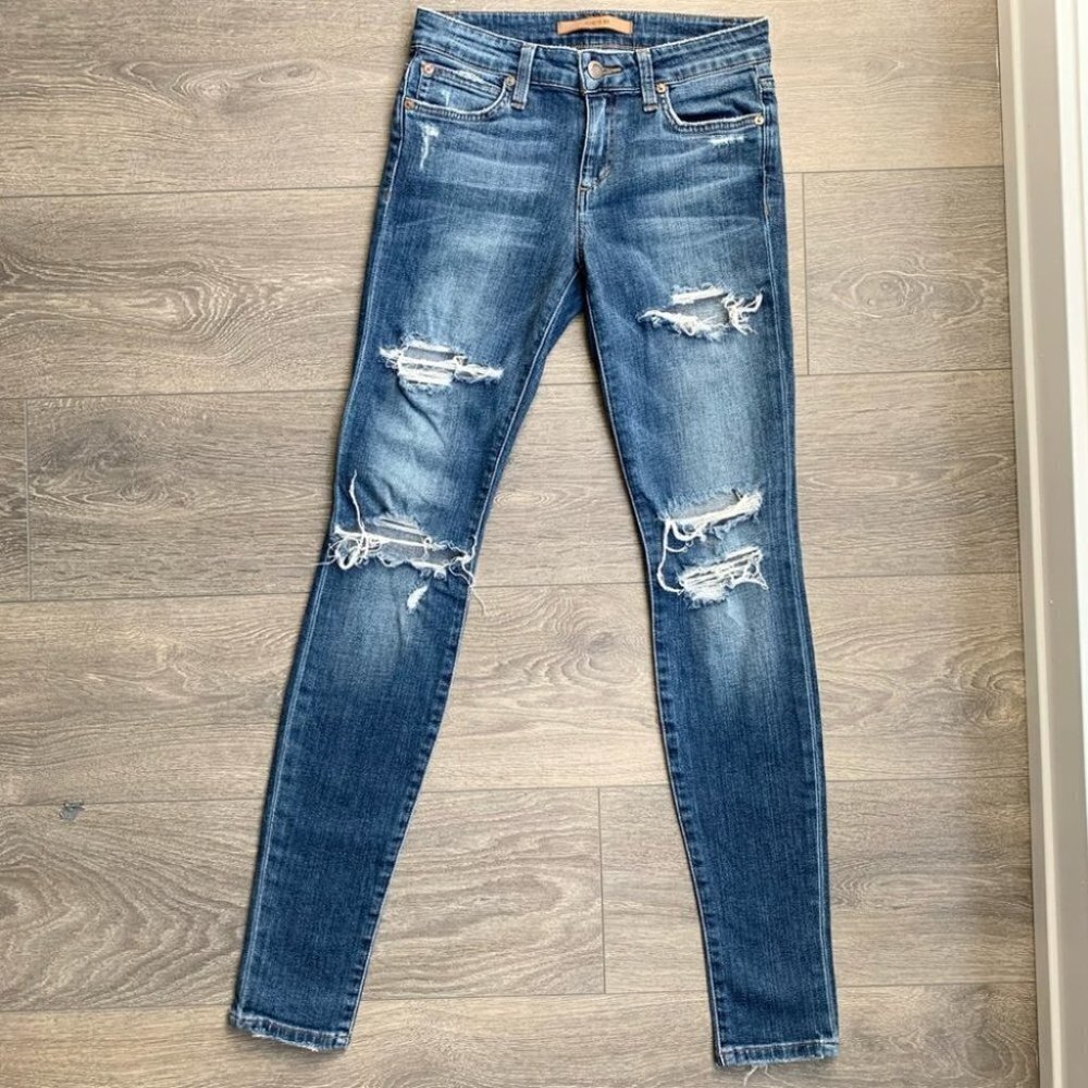 Joe's Jeans Skinny Jeans Icon Seneka Distressed Denim medium wash midrise 25 - Picture 2 of 16